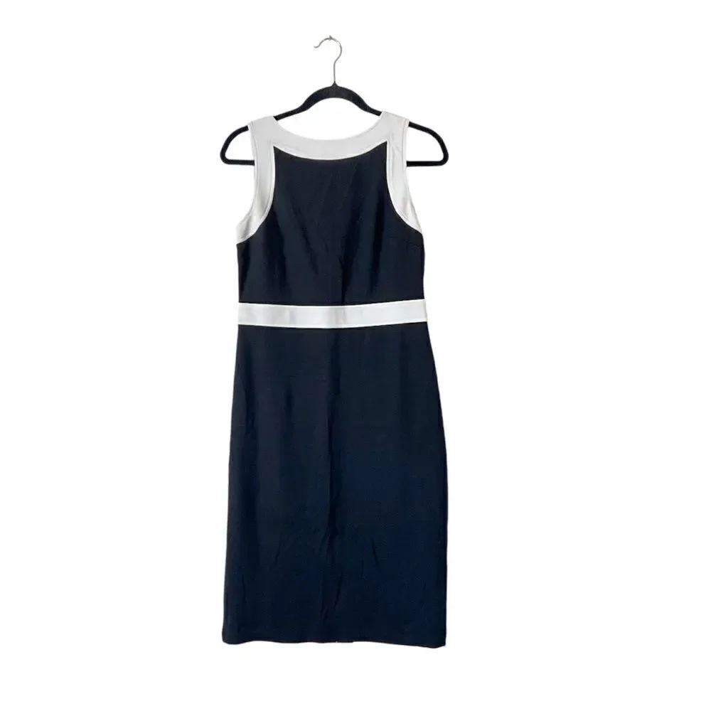 Talbots Ponte Knit Sleeveless Sheath Dress Black and White Size 6